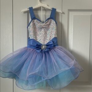Weissman Blue and Silver Dance Costume with Sparkling Bodice